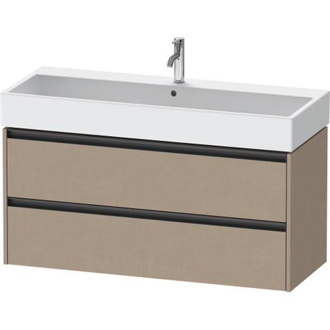 Duravit Ketho.2 Wastafelonderbouwkast - met 2 laden - voor enkele wastafel - 118.4x46x54.9cm - met grepen antraciet - linnen mat SW771842