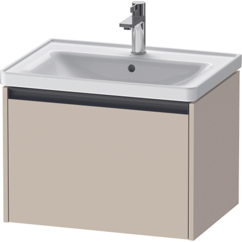 Duravit Ketho.2 Wastafelonderbouwkast - met 1 lade - 63.4x45.5x44cm - met greep antraciet - taupe supermat SW771925