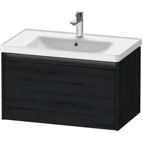Duravit Ketho.2 Wastafelonderbouwkast - met 1 lade - 78.4x45.5x44cm - met greep antraciet - eiken zwart mat SW772865