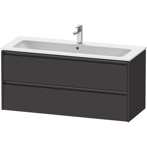Duravit Ketho.2 Wastafelonderbouwkast - met 2 laden - voor enkele wastafel - 121x48x55cm - met grepen antraciet - grafiet supermat SW772972