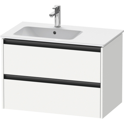 Duravit Ketho.2 Wastafelonderbouwkast - met 2 laden - voor waskom links - 81x48x54.9cm - met grepen antraciet - wit mat SW772902