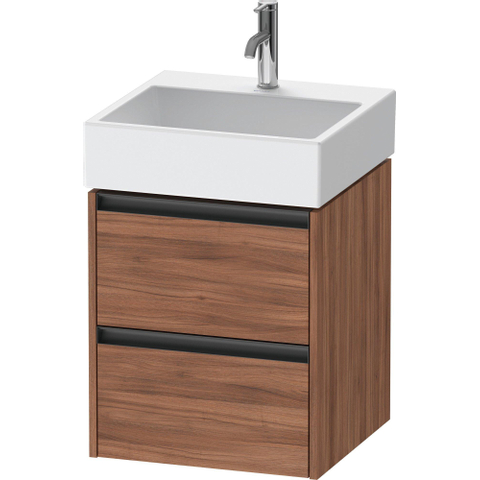 Duravit Ketho.2 Wastafelonderbouwkast - met 2 laden - 48.4x46x54.9cm - met grepen antraciet - noten mat SW773098