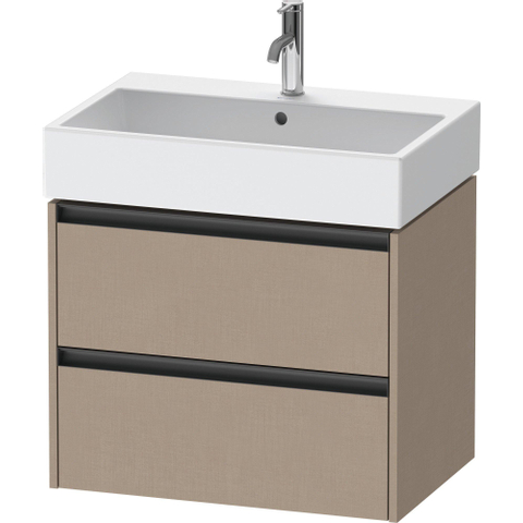 Duravit Ketho.2 Wastafelonderbouwkast - met 2 laden - 68.4x46x54.9cm - met grepen antraciet - linnen mat SW773091