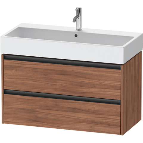 Duravit Ketho.2 Wastafelonderbouwkast - met 2 laden - 98.4x46x54.9cm - met grepen antraciet - noten mat SW773106
