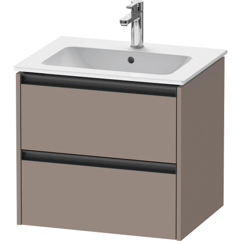 Duravit Ketho.2 Wastafelonderbouwkast - met 2 laden - 61x48x55cm - met grepen antraciet - basalt mat SW772210