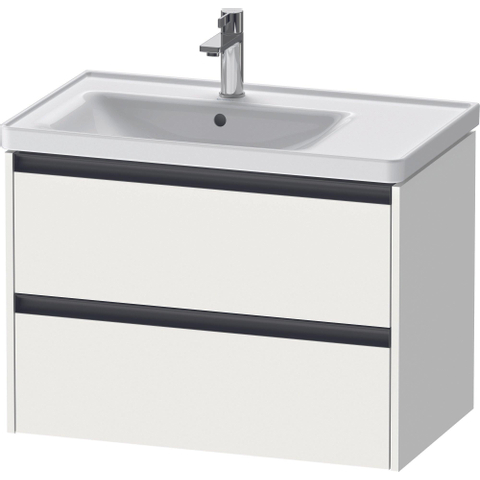 Duravit Ketho.2 Wastafelonderbouwkast - met 2 laden - voor waskom links - 78.4x45.5x54.9cm - met grepen antraciet - wit mat SW772904