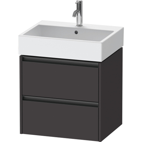 Duravit Ketho.2 Wastafelonderbouwkast - met 2 laden - 58.4x46x54.9cm - met grepen antraciet - grafiet supermat SW772980