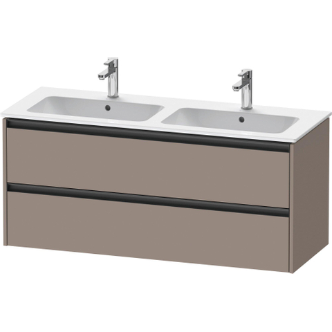 Duravit Ketho.2 Wastafelonderbouwkast - met 2 laden - voor dubbele wastafel - 128x48x55cm - met grepen antraciet - basalt mat SW772217