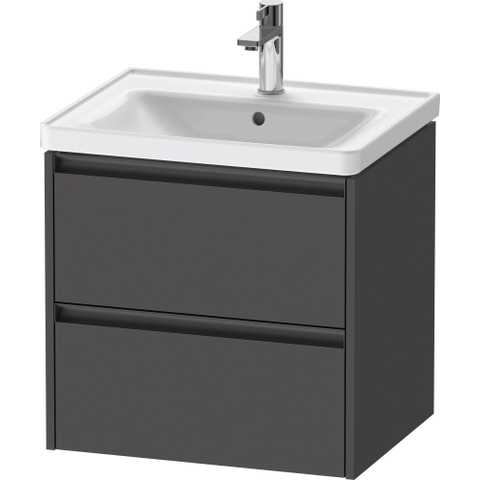 Duravit Ketho.2 Wastafelonderbouwkast - met 2 laden - 58.4x45.5x54.9cm - met grepen antracietgrafiet - mat grafiet (grijs) SW773015