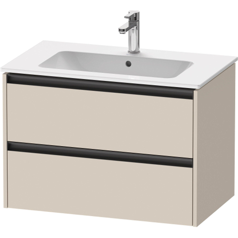 Duravit Ketho.2 Wastafelonderbouwkast - met 2 laden - 81x48x55cm - met grepen antraciet - taupe supermat SW773138