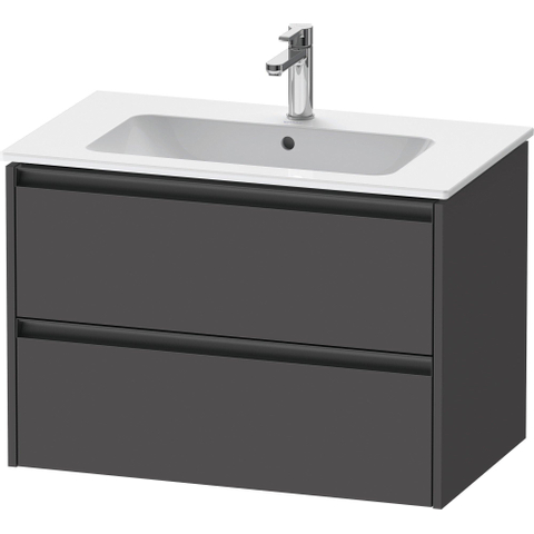 Duravit Ketho.2 Wastafelonderbouwkast - met 2 laden - 81x48x55cm - met grepen antraciet - grafiet mat SW773002
