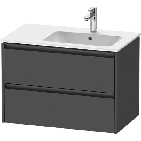 Duravit Ketho.2 Wastafelonderbouwkast - met 2 laden - voor waskom rechts - 81x48x54.9cm - met grepen antraciet - grafiet mat SW772435