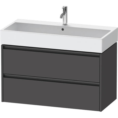 Duravit Ketho 2 meuble sous-lavabo avec 2 tiroirs 98.4x46x54.9cm avec poignées anthracite graphite mat SW772039
