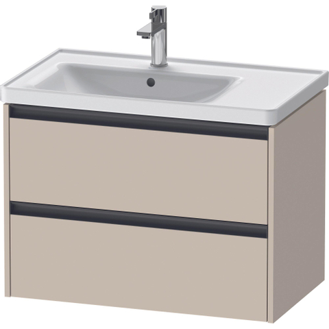 Duravit Ketho.2 Wastafelonderbouwkast - met 2 laden - voor waskom links - 78.4x45.5x54.9cm - met grepen antraciet - taupe supermat SW772531