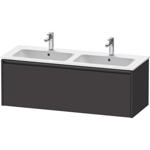 Duravit Ketho.2 Wastafelonderbouwkast - met 1 lade - voor dubbele wastafel - 128x48x44cm - met greep antraciet - grafiet supermat SW772087