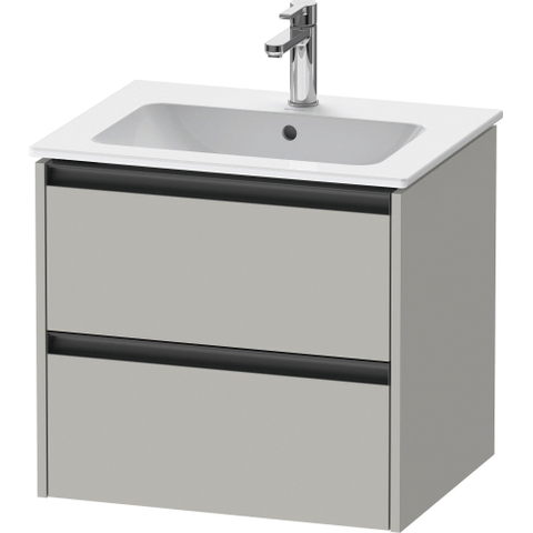 Duravit Ketho.2 Wastafelonderbouwkast - met 2 laden - 61x48x55cm - met grepen antraciet - betongrijs mat SW771876