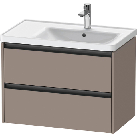 Duravit Ketho.2 Wastafelonderbouwkast - met 2 laden - voor waskom rechts - 78.4x45.5x54.9cm - met grepen antraciet - basalt mat SW772213