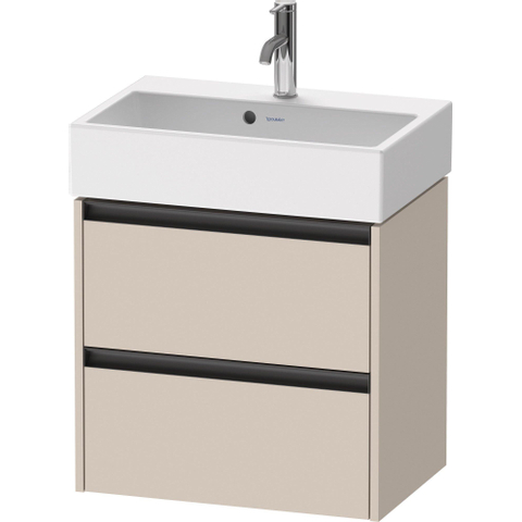 Duravit Ketho.2 Wastafelonderbouwkast - met 2 laden - 58.4x39x54.9cm - met grepen antraciettaupe - mat taupe SW772838