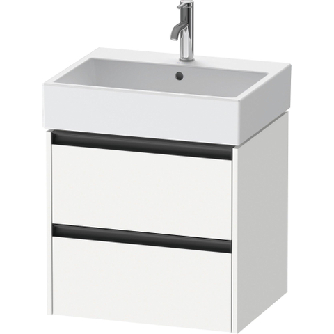 Duravit Ketho.2 Wastafelonderbouwkast - met 2 laden - 58.4x46x54.9cm - met grepen antraciet - wit mat SW772912