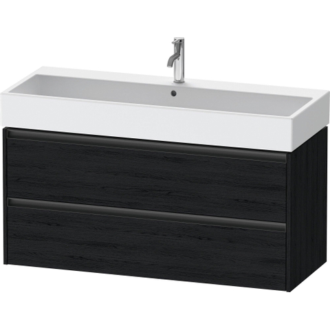 Duravit Ketho.2 Wastafelonderbouwkast - met 2 laden - voor enkele wastafel - 118.4x46x54.9cm - met grepen antraciet - eiken zwart mat SW772884