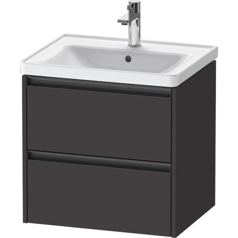 Duravit Ketho.2 Wastafelonderbouwkast - met 2 laden - 58.4x45.5x54.9cm - met grepen antracietgrafiet - supermat grafiet (grijs) SW772985