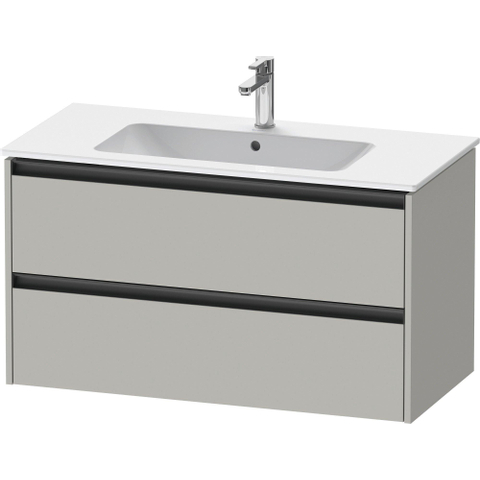 Duravit Ketho.2 Wastafelonderbouwkast - met 2 laden - 101x48x55cm - met grepen antraciet - betongrijs mat SW772183