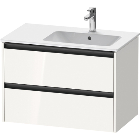 Duravit Ketho.2 Wastafelonderbouwkast - met 2 laden - voor waskom rechts - 81x48x54.9cm - met grepen antraciet - hoogglans wit SW772325