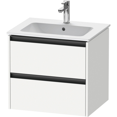 Duravit Ketho.2 Wastafelonderbouwkast - met 2 laden - 61x48x55cm - met grepen antraciet - wit mat SW772344