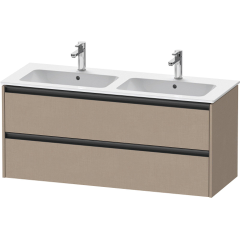 Duravit Ketho.2 Wastafelonderbouwkast - met 2 laden - voor dubbele wastafel - 128x48x55cm - met grepen antraciet - linnen mat SW773064
