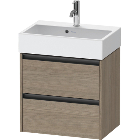 Duravit Ketho.2 Wastafelonderbouwkast - met 2 laden - 58.4x39x54.9cm - met grepen antracieteiken - mat eiken terra (hout) SW773036