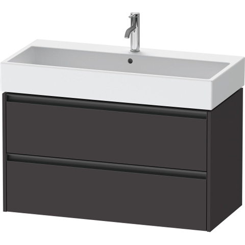 Duravit Ketho.2 Wastafelonderbouwkast - met 2 laden - 98.4x46x54.9cm - met grepen antraciet - grafiet supermat SW772353