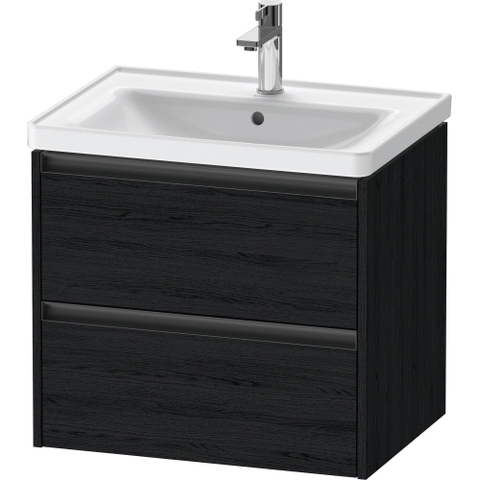 Duravit Ketho.2 Wastafelonderbouwkast - met 2 laden - 63.4x45.5x54.9cm - met grepen antraciet - eiken zwart mat SW771828