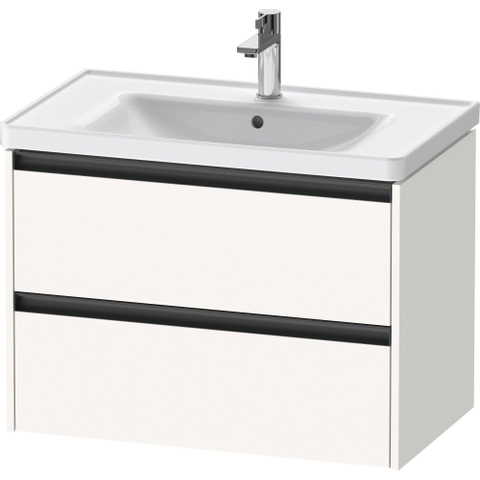 Duravit Ketho.2 Wastafelonderbouwkast - met 2 laden - 78.4x45.5x54.9cm - met grepen antraciet - wit supermat SW772764