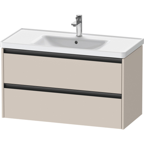 Duravit Ketho.2 Wastafelonderbouwkast - met 2 laden - 98.4x45.5x54.9cm - met grepen antraciet - taupe mat SW772073