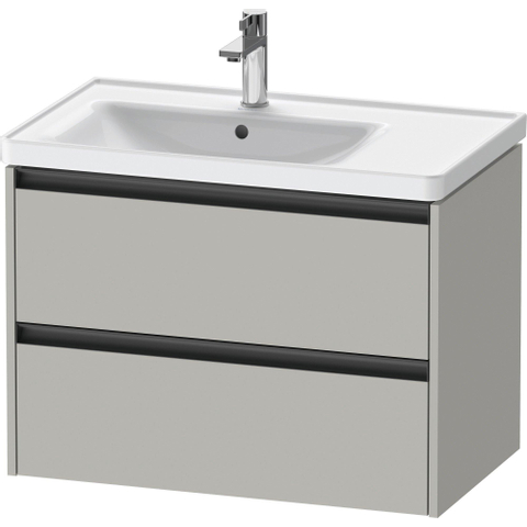 Duravit Ketho.2 Wastafelonderbouwkast - met 2 laden - voor waskom links - 78.4x45.5x54.9cm - met grepen antraciet - betongrijs mat SW772680