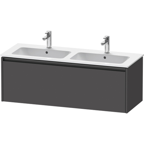 Duravit Ketho.2 Wastafelonderbouwkast - met 1 lade - voor dubbele wastafel - 128x48x44cm - met greep antraciet - grafiet mat SW772351