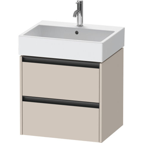 Duravit Ketho.2 Wastafelonderbouwkast - met 2 laden - 58.4x46x54.9cm - met grepen antraciet - taupe mat SW772833