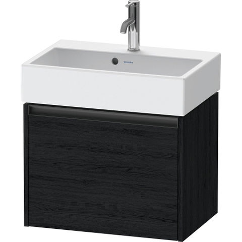 Duravit Ketho.2 Wastafelonderbouwkast - met 1 lade - 58.4x39x44cm - met greep antraciet - eiken zwart mat SW772857