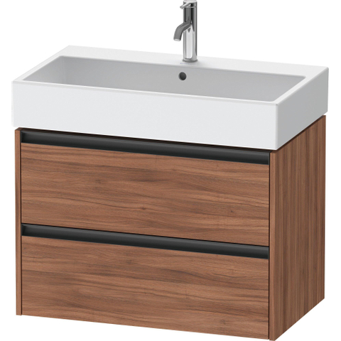 Duravit Ketho.2 Wastafelonderbouwkast - met 2 laden - 78.4x46x54.9cm - met grepen antraciet - noten mat SW772060