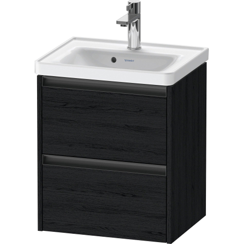 Duravit Ketho.2 Wastafelonderbouwkast - met 2 laden - 48.4x37.5x54.9cm - met grepen antracieteiken - mat zwart eiken (hout) SW772309