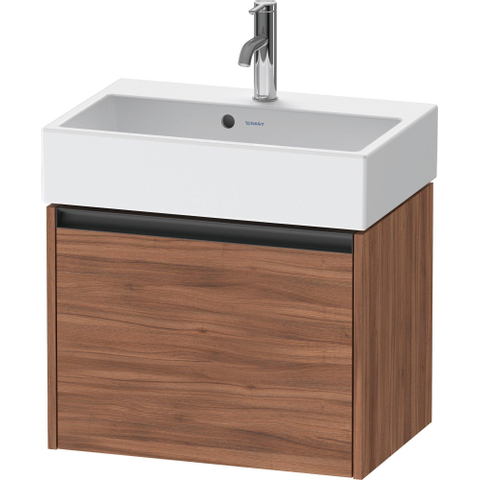 Duravit Ketho.2 Wastafelonderbouwkast - met 1 lade - 58.4x39x44cm - met greep antraciet - noten mat SW772408