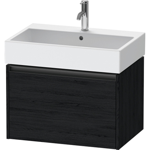 Duravit Ketho.2 Wastafelonderbouwkast - met 1 lade - 68.4x46x44cm - met greep antraciet - eiken zwart mat SW772026