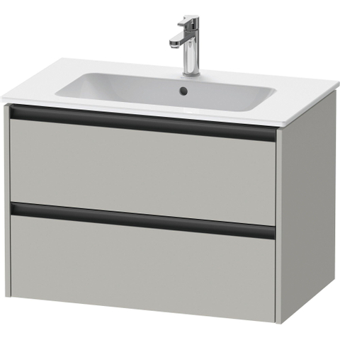 Duravit Ketho.2 Wastafelonderbouwkast - met 2 laden - 81x48x55cm - met grepen antraciet - betongrijs mat SW772642