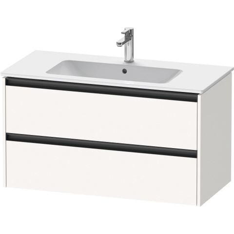 Duravit Ketho.2 Wastafelonderbouwkast - met 2 laden - 101x48x55cm - met grepen antraciet - wit supermat SW771827
