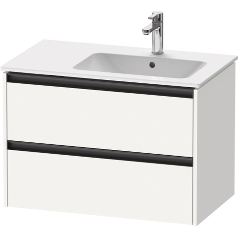 Duravit Ketho.2 Wastafelonderbouwkast - met 2 laden - voor waskom rechts - 81x48x54.9cm - met grepen antraciet - wit mat SW772020