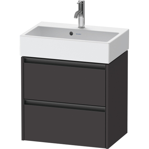 Duravit Ketho.2 Wastafelonderbouwkast - met 2 laden - 58.4x39x54.9cm - met grepen antracietgrafiet - supermat grafiet (grijs) SW772976