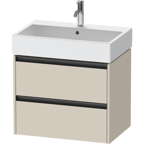 Duravit Ketho.2 Wastafelonderbouwkast - met 2 laden - 68.4x46x54.9cm - met grepen antraciet - taupe supermat SW771934