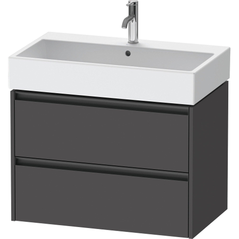 Duravit Ketho.2 Wastafelonderbouwkast - met 2 laden - 78.4x46x54.9cm - met grepen antraciet - grafiet mat SW773003