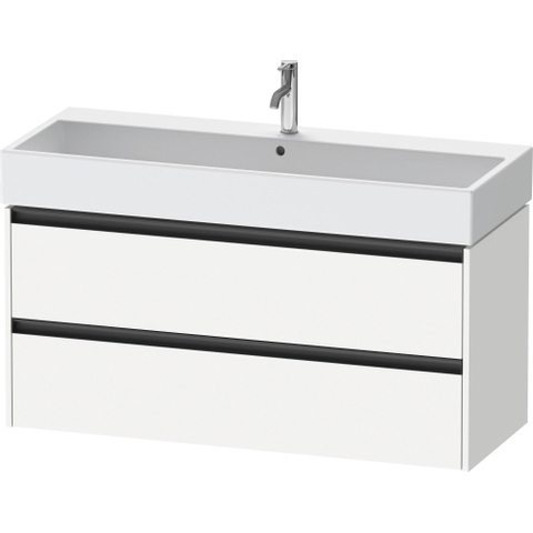 Duravit Ketho.2 Wastafelonderbouwkast - met 2 laden - voor enkele wastafel - 118.4x46x54.9cm - met grepen antraciet - wit mat SW772915