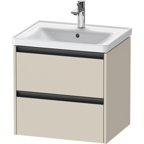 Duravit Ketho.2 Wastafelonderbouwkast - met 2 laden - 58.4x45.5x54.9cm - met grepen antraciet - taupe supermat SW772141